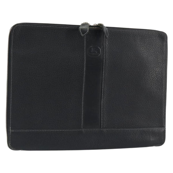 BURBERRY Briefcase Leather Black Silver Auth bs36590