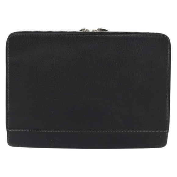 BURBERRY Briefcase Leather Black Silver Auth bs36590