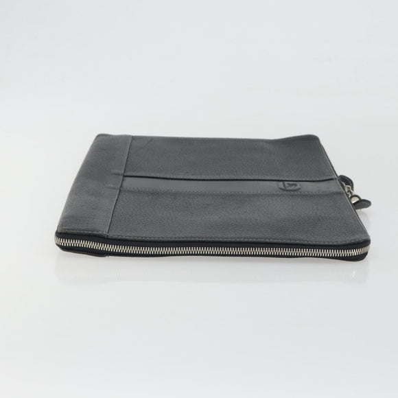 BURBERRY Briefcase Leather Black Silver Auth bs36590