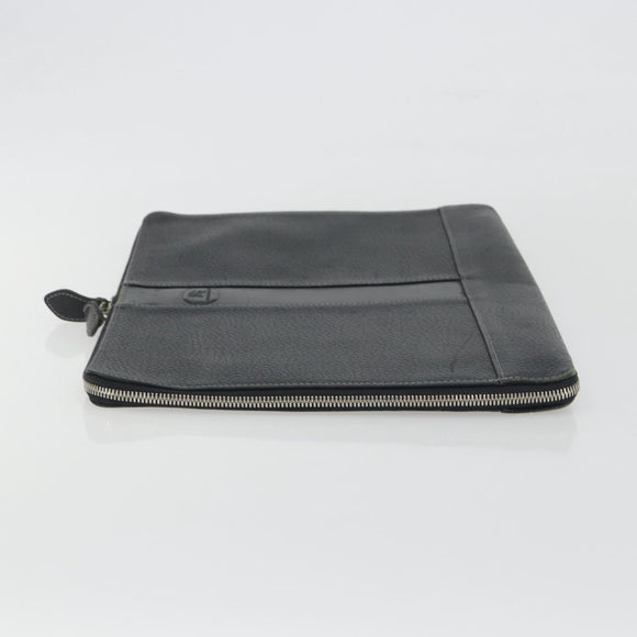 BURBERRY Briefcase Leather Black Silver Auth bs36590