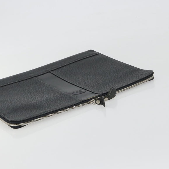 BURBERRY Briefcase Leather Black Silver Auth bs36590