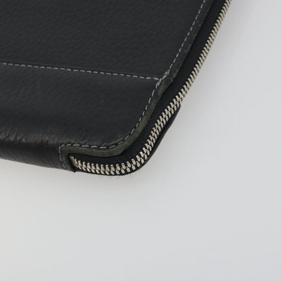 BURBERRY Briefcase Leather Black Silver Auth bs36590