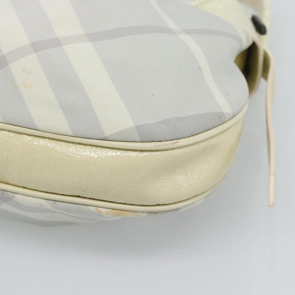 BURBERRY Nova Check Hand Bag PVC Light Blue Silver Auth bs36591