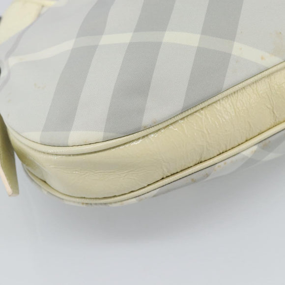 BURBERRY Nova Check Hand Bag PVC Light Blue Silver Auth bs36591