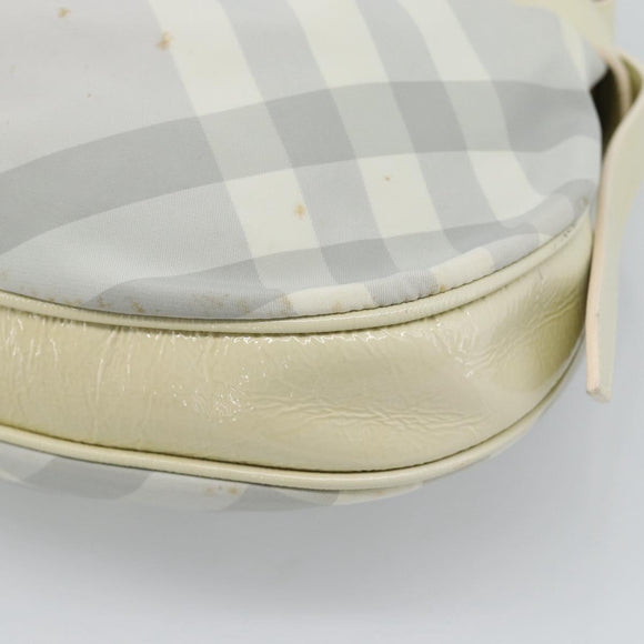 BURBERRY Nova Check Hand Bag PVC Light Blue Silver Auth bs36591