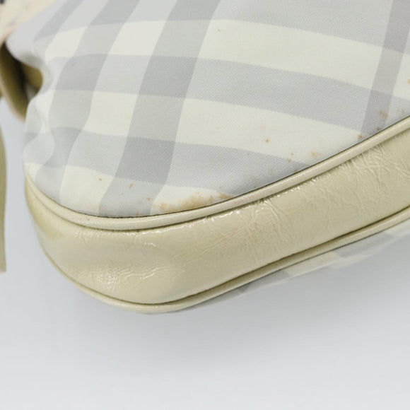 BURBERRY Nova Check Hand Bag PVC Light Blue Silver Auth bs36591