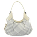 BURBERRY Nova Check Hand Bag PVC Light Blue Silver Auth bs36591-2