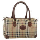 Burberrys Nova Check Hand Bag PVC Beige Gold Auth bs36592-1