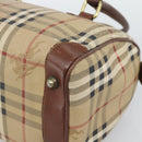 Burberrys Nova Check Hand Bag PVC Beige Gold Auth bs36592-12