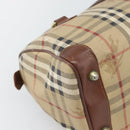 Burberrys Nova Check Hand Bag PVC Beige Gold Auth bs36592-13