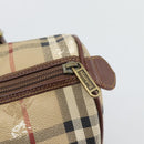 Burberrys Nova Check Hand Bag PVC Beige Gold Auth bs36592-14