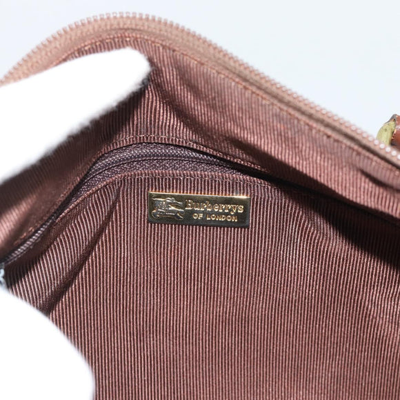 Burberrys Nova Check Hand Bag PVC Beige Gold Auth bs36592