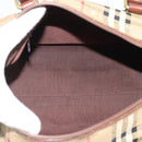 Burberrys Nova Check Hand Bag PVC Beige Gold Auth bs36592-16
