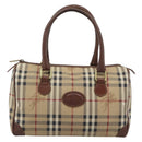 Burberrys Nova Check Hand Bag PVC Beige Gold Auth bs36592-2