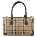 Burberrys Nova Check Hand Bag PVC Beige Gold Auth bs36592-3