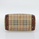 Burberrys Nova Check Hand Bag PVC Beige Gold Auth bs36592-9