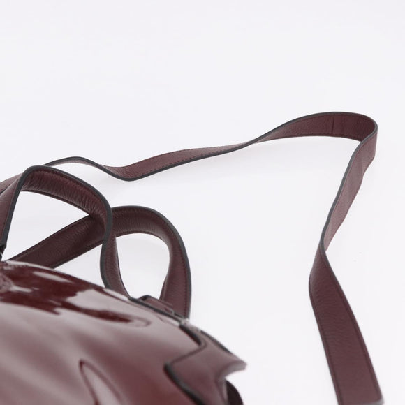 CARTIER Marcello de Cartier Hand Bag Patent leather 2way Bordeaux Auth bs36593A