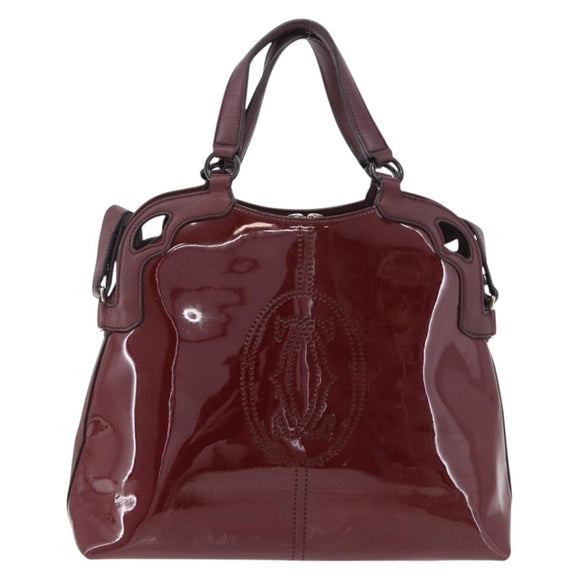 CARTIER Marcello de Cartier Hand Bag Patent leather 2way Bordeaux Auth bs36593A