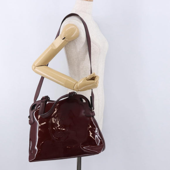 CARTIER Marcello de Cartier Hand Bag Patent leather 2way Bordeaux Auth bs36593A