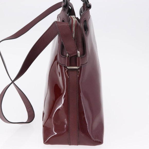 CARTIER Marcello de Cartier Hand Bag Patent leather 2way Bordeaux Auth bs36593A