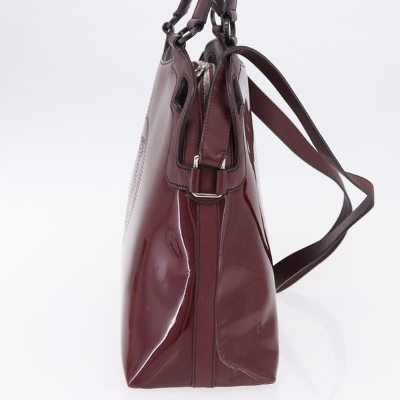 CARTIER Marcello de Cartier Hand Bag Patent leather 2way Bordeaux Auth bs36593A