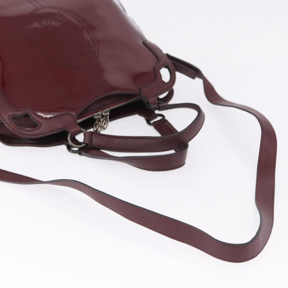 CARTIER Marcello de Cartier Hand Bag Patent leather 2way Bordeaux Auth bs36593A