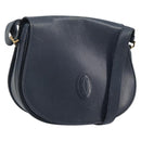 CARTIER Must Line Shoulder Bag Leather Blue Gold Auth bs36594-1