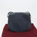 CARTIER Must Line Shoulder Bag Leather Blue Gold Auth bs36594-23