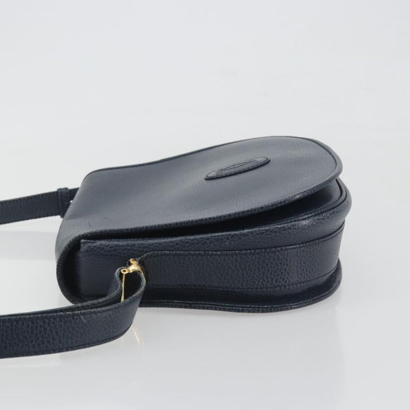 CARTIER Must Line Shoulder Bag Leather Blue Gold Auth bs36594