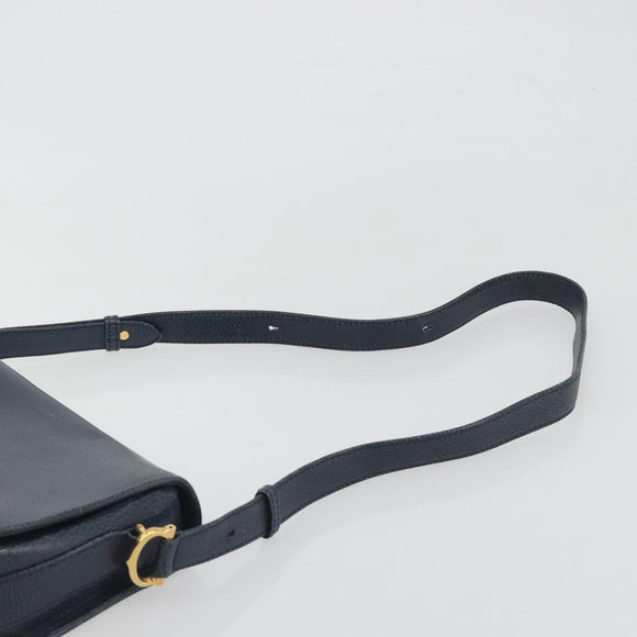 CARTIER Must Line Shoulder Bag Leather Blue Gold Auth bs36594