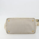 PRADA Canapa PM Hand Bag Canvas 2way Gray Gold Auth bs36595-5