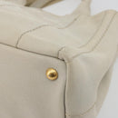 PRADA Canapa PM Hand Bag Canvas 2way Gray Gold Auth bs36595-16