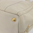 PRADA Canapa PM Hand Bag Canvas 2way Gray Gold Auth bs36595-18