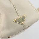 PRADA Canapa PM Hand Bag Canvas 2way Gray Gold Auth bs36595-20