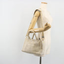 PRADA Canapa PM Hand Bag Canvas 2way Gray Gold Auth bs36595-27