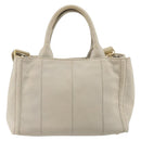 PRADA Canapa PM Hand Bag Canvas 2way Gray Gold Auth bs36595-2