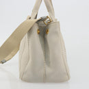 PRADA Canapa PM Hand Bag Canvas 2way Gray Gold Auth bs36595-3