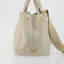PRADA Canapa PM Hand Bag Canvas 2way Gray Gold Auth bs36595-4