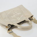 PRADA Canapa PM Hand Bag Canvas 2way Gray Gold Auth bs36595-6