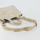 PRADA Canapa PM Hand Bag Canvas 2way Gray Gold Auth bs36595-8