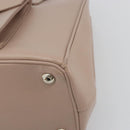 PRADA Hand Bag Saffiano leather Beige Silver Auth bs36596A-10