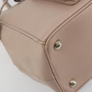 PRADA Hand Bag Saffiano leather Beige Silver Auth bs36596A-11