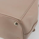 PRADA Hand Bag Saffiano leather Beige Silver Auth bs36596A-12