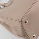 PRADA Hand Bag Saffiano leather Beige Silver Auth bs36596A-13