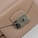 PRADA Hand Bag Saffiano leather Beige Silver Auth bs36596A-16