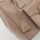 PRADA Hand Bag Saffiano leather Beige Silver Auth bs36596A-17