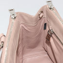 PRADA Hand Bag Saffiano leather Beige Silver Auth bs36596A-22