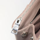 PRADA Hand Bag Saffiano leather Beige Silver Auth bs36596A-25