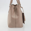 PRADA Hand Bag Saffiano leather Beige Silver Auth bs36596A-5