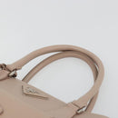 PRADA Hand Bag Saffiano leather Beige Silver Auth bs36596A-8